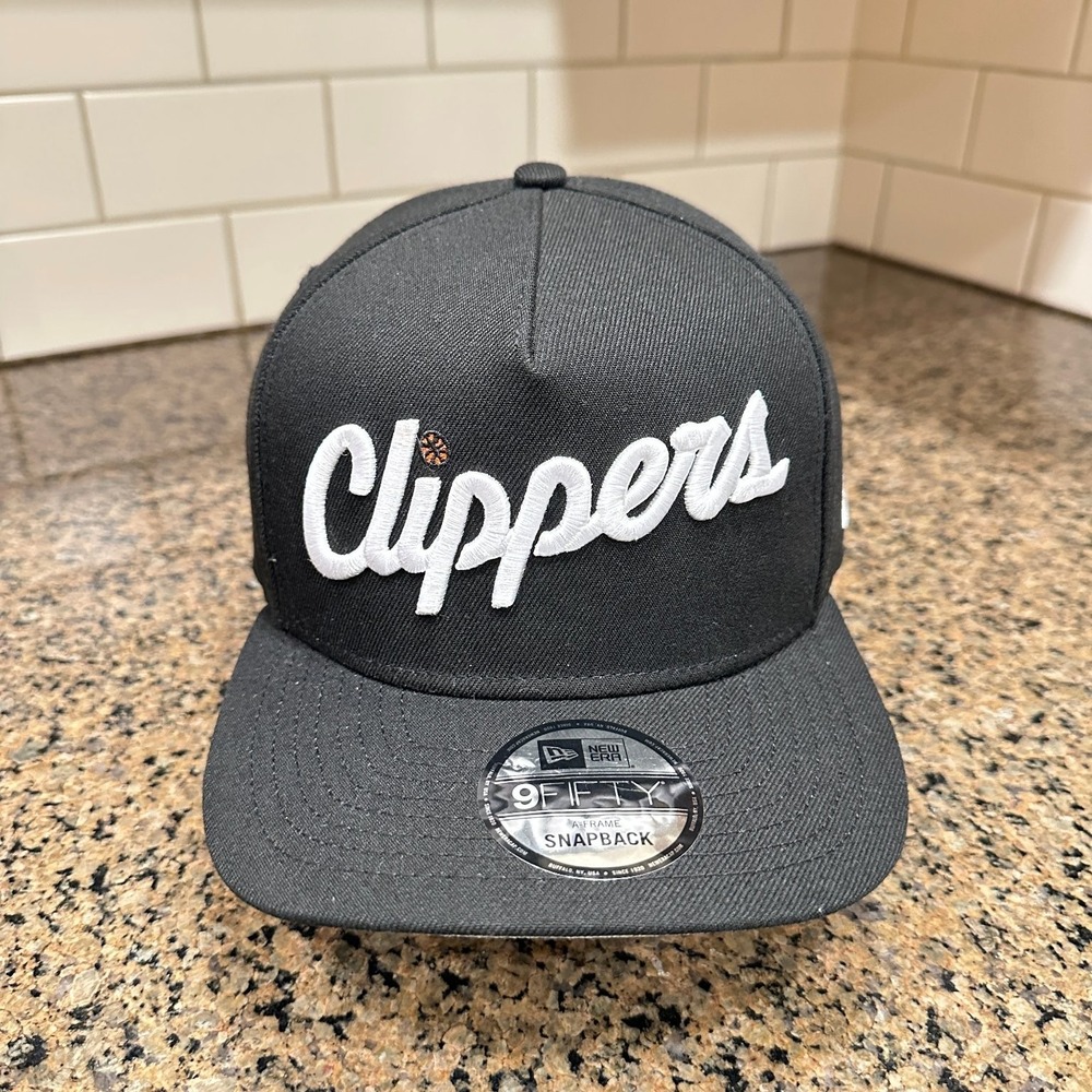 Clippers New Era 9FIFTY Snapback Adjustable One Size Black White Script Logo NBA